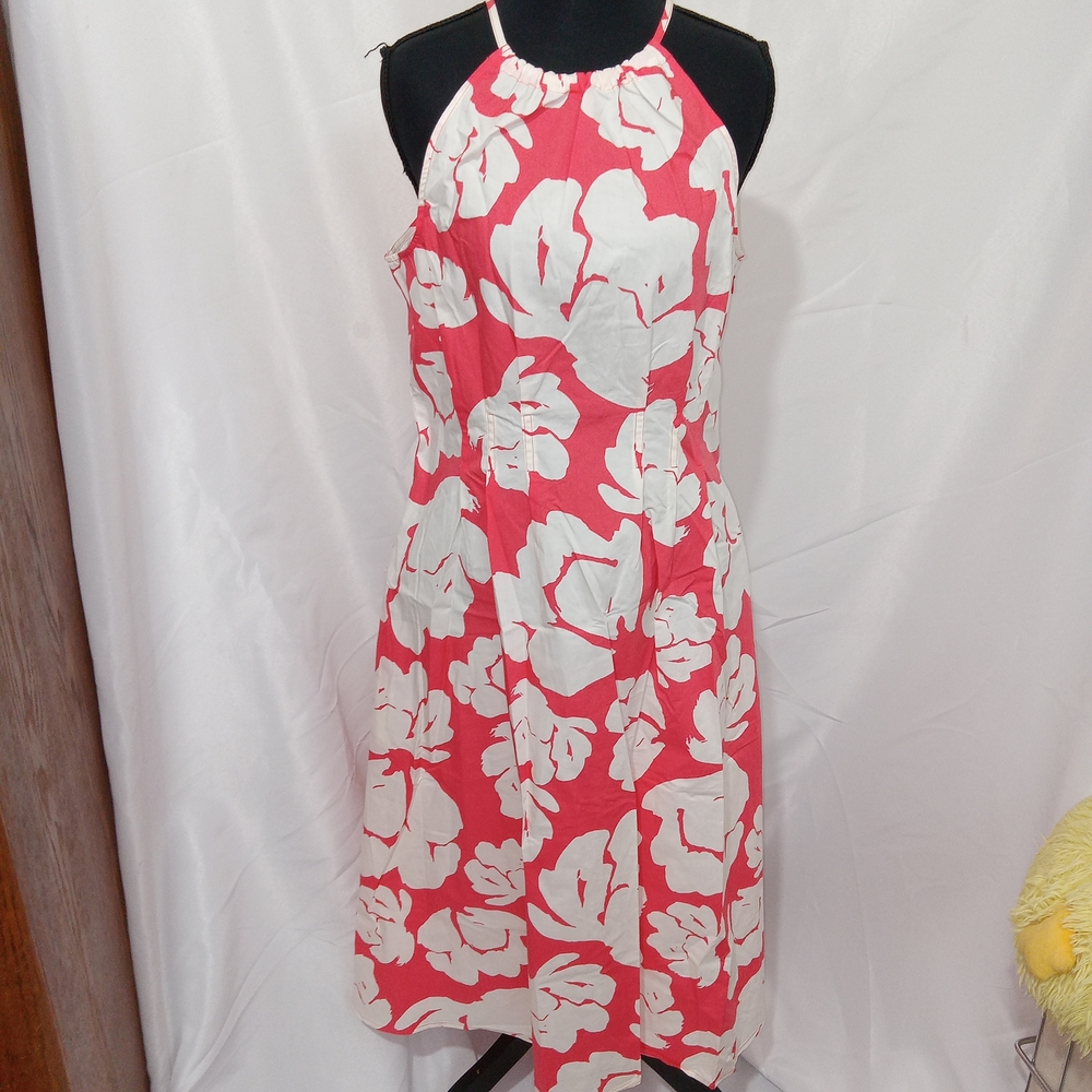 Banana Republic Coral Floral Poplin Halter Midi Dress Size 6 NWT $120 - Picture 2 of 15